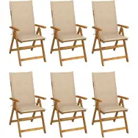 vidaXL Tuinstoelen 6 st inklapbaar met kussens massief acaciahout