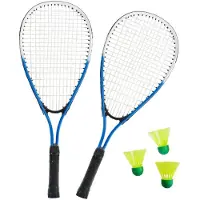 Sportx Sterke badminton set blauw/wit met 3 shuttles en opbergtas - Badmintonsets