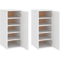 vidaXL Schoenenkasten 2 st 32x35x70 cm bewerkt hout wit