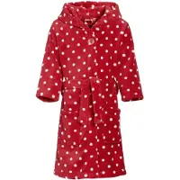 Playshoes fleece badjas Dots met stip dessin rood/wit Stip - maat 146/152