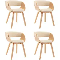 vidaXL Eetkamerstoelen 4 st gebogen hout en kunstleer crèmekleurig