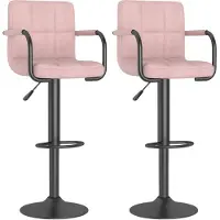 vidaXL Barkrukken, 2 stuks, roze fluweel