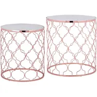 WOMO-DESIGN Set van 2 bijzettafels Phoenix marmer | marmer wit 40x40x45 cm bijzettafels | NADUVI