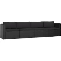vidaXL 4-delige Loungeset met kussens poly rattan zwart