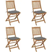 vidaXL Tuinstoelen 4 st inklapbaar met kussens massief acaciahout