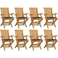 vidaXL Tuinstoelen 8 st met taupe kussens massief teakhout