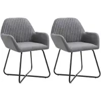 vidaXL Eetkamerstoelen 2 st stof donkergrijs