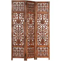 vidaXL Kamerscherm 3 panelen handgesneden 120x165 cm mangohout bruin