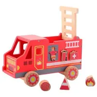 Jouéco Vormenstoof Houten Brandweerauto 26 Cm Rood