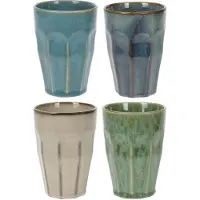 OTIX Cappuccino Mokken 330 ml Koffietassen Latte Macchiato Glazen Set van 4 Porselein Zonder Oor Multicolor Koffiemok...