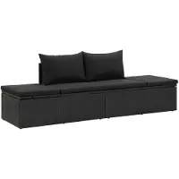vidaXL Ligbed met kussens poly rattan zwart