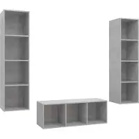 vidaXL 3-delige Tv-meubelset bewerkt hout betongrijs