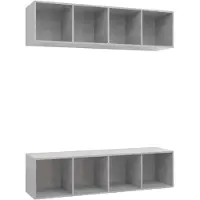 Möbelando Tv-wandmeubelen 2 st bewerkt hout betongrijs