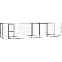 vidaXL Hondenkennel met dak 16,94 m² staal