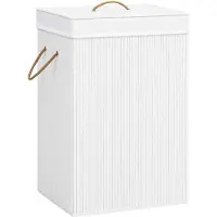 vidaXL Wasmand met 2 vakken 72 L bamboe wit