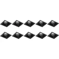 BES LED Spot Armatuur 10 Pack - Pragmi Zano Pro - GU10 Inbouwspot - Vierkant - Zwart - Aluminium - Kantelbaar - 93mm