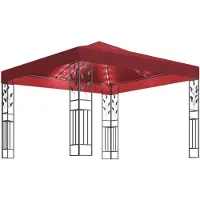 vidaXL Paviljoen met LED-lichtketting, 3x3 meter, bordeauxrood