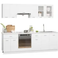 vidaXL 8-delige Keukenkastenset Lyon bewerkt hout wit