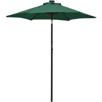 vidaXL Parasol met LED-verlichting 200x211 cm aluminium groen