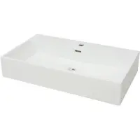vidaXL Wastafel met kraangat wit 76x42,5x14,5 cm kermiek
