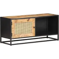 vidaXL Tv-meubel 90x30x40 cm ruw mangohout en natuurlijk riet