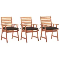 vidaXL Tuinstoelen 3 st met kussens massief acaciahout