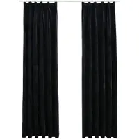 vidaXL Gordijnen verduisterend 2 st met haken 140x175 cm fluweel zwart