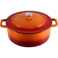 Moa Gietijzeren Braadpan - Inhoud 7,2 liter - 30CM - Rond - Alle warmtebronnen - Ook voor inductie - Gewicht 7,3 kg - Oranje Rood - C30OR