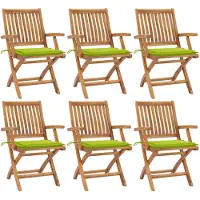 vidaXL Tuinstoelen 6 st inklapbaar met kussens massief teakhout