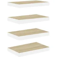 vidaXL Wandschappen zwevend 4 st 40x23,5x3,8 cm MDF eikenkleurig en wit