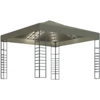 vidaXL Tuinpaviljoen met LED-lichtslinger 3x3 m taupe