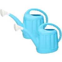 Hega hogar Set van 2x stuks tuinplanten gieters kunststof licht blauw 5 liter - Gieters