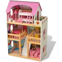 vidaXL Poppenhuis 3 verdiepingen 60x30x90 cm hout