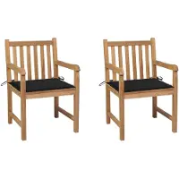 vidaXL Tuinstoelen 2 st met zwarte kussens massief teakhout