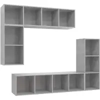 vidaXL 4-delige Tv-meubelset bewerkt hout betongrijs