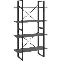 vidaXL Boekenkast met 4 schappen 80x30x140 cm massief grenenhout grijs