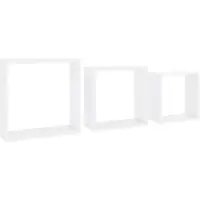 vidaXL Wandschappen kubus 3 st MDF wit
