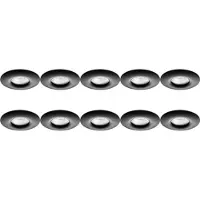 BES LED Spot Armatuur 10 Pack - Pragmi Luno Pro - GU10 Inbouwspot - Waterdicht IP65 - Rond - Zwart - Aluminium - Ø82mm