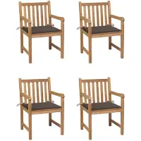 vidaXL Tuinstoelen 4 st met taupe kussens massief teakhout