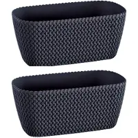 Prosperplast 2x Kunststof splofy plantenbak/bloembak antraciet 30 cm - Plantenbakken