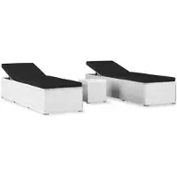 vidaXL 3-delige Ligbeddenset met theetafel poly rattan wit