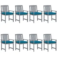 vidaXL Tuinstoelen 8 st met kussens massief acaciahout grijs
