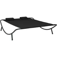 vidaXL Loungebed stof zwart