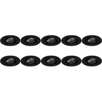 BES LED Spot Armatuur 10 Pack - Pragmi Alpin Pro - GU10 Inbouwspot - Rond - Zwart - Aluminium - Kantelbaar - Ø92mm