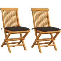 vidaXL Tuinstoelen 2 st met taupe kussens massief teakhout