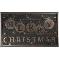 Clayre & Eef Deurmat 75x45 cm Grijs Kunststof Rechthoek Merry Christmas Mat Grijs Mat