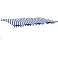 vidaXL Luifel handmatig uittrekbaar met LED 500x300 cm blauw en wit