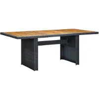 vidaXL Tuintafel poly rattan en massief acaciahout donkergrijs