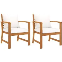 vidaXL Tuinstoelen 2 st met crèmekleurig kussen massief acaciahout