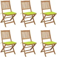 vidaXL Tuinstoelen 6 st inklapbaar met kussens massief acaciahout